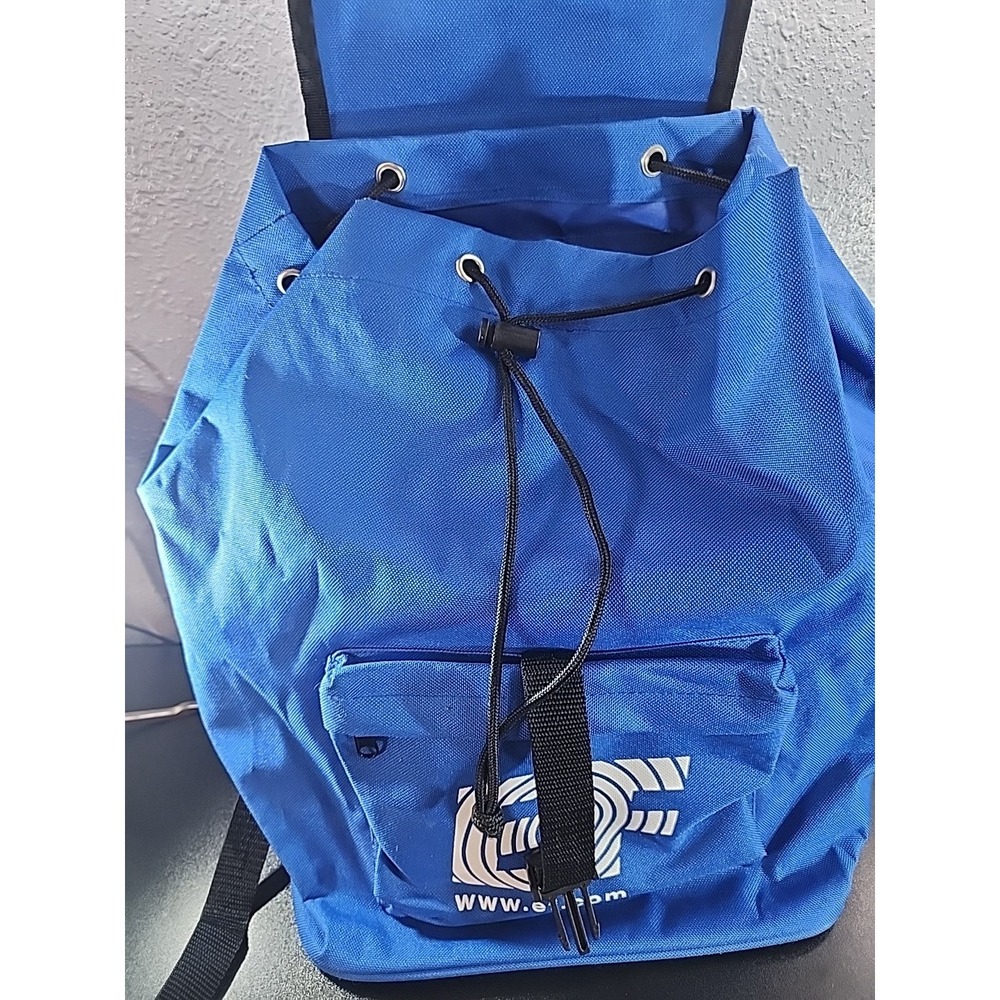 Education First Backpack Vintage Navy Blue Vinyl Drawstring Top Advertising - Picture 4 of 7